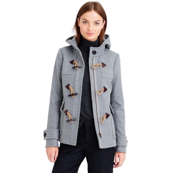 J. Crew Duffle Jacket Coat Melton Wool Peacoat Toggle Classic Nautical Gray 6 - Picture 13 of 13